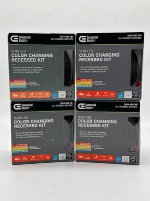 Kit LED empotrado sin latas ultra delgado eléctrico comercial de 4" bronce frotado con aceite 4PK Foto 1 de 4