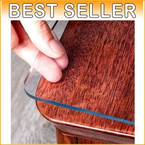 Clear PVC Table Protector, 2mm Thick, 44 x 78 Inch - Elegant Furniture Shield - Picture 1 of 9