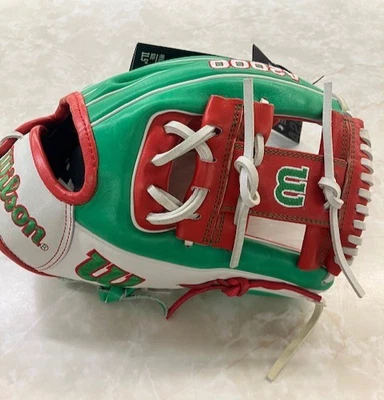 NEW WITH TAGS WILSON  A2000 GREEN RED AND LIGHT GRAY BASEBALL GLOVE 11.5 INFIELD - Image 1 of 4