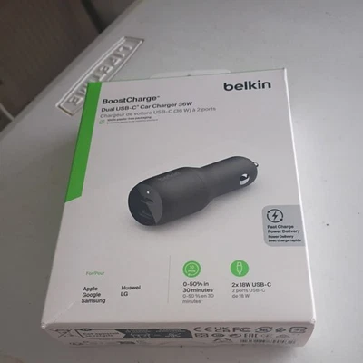 Cargador de coche rápido Belkin BoostCharge 30W, diseño compacto con suministro de alimentación USB-C Foto 1 de 4