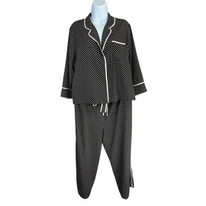 Juego de pijama Kate Spade para mujer XL negro rosa lunares salón 2 piezas - Imagen 1 de 13