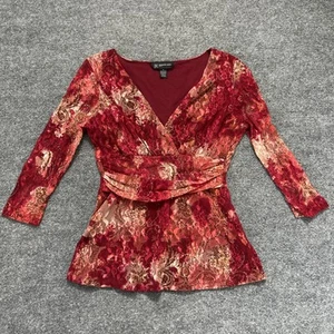 VINTAGE Y2k I.N.C Babydoll Top Small Petite Lace Fairy Coquette Mesh Red V-neck - Picture 1 of 7