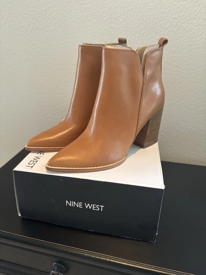Nine West Bolen Pointed Toe Booties, Light Brown, Sz 8 - Image 1 of 4