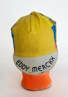 Eddy Merckx Cycling Cap: Vintage 1980's Neon Giordana - Image 1 of 4