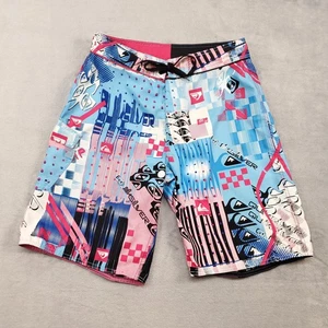 Quiksilver Board Shorts Mens 32 Blue Pink Multicolor Surf Swim Trunks Graphic - Picture 1 of 13
