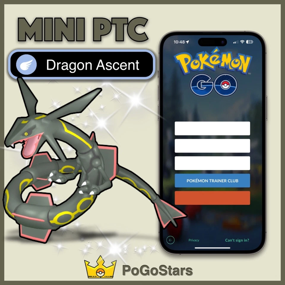 Pokémon PTC GO - Shiny Rayquaza - Dragon Ascent - 80K Stardust✨Read Description✨ - Image 1 of 1