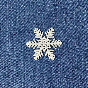 Silver Snowflake Applique Patch - Embroidered Winter Snow Badge 1.75" (Iron On) - Picture 1 of 2