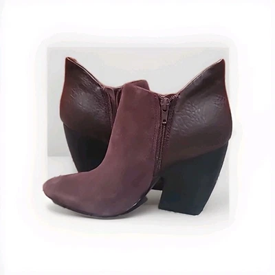 Botines Mujer Vintage Gamuza Cuero Rústico Superior Ciruela Talla 9M Foto 1 de 4