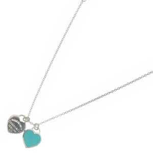 Collar Tiffany & Co Return to Tiffany Doble Corazón Plata Esterlina Azul - Imagen 1 de 6