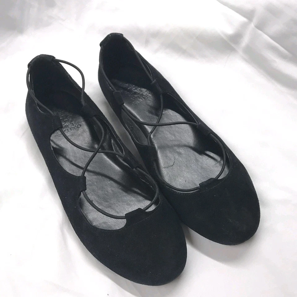 Mujer Vince Camuto Callini Ballet Plano Sin Cordones Gamuza Negro Talla 7.5 37.5 Foto 1 de 4