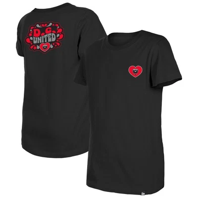 Girls Youth New Era Black D.C. United Bubble Heart T-Shirt - Image 1 of 4