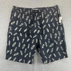 Goodthreads Men's Navy Feather Print Board Swim Shorts Elastic w/ Pocket Size XL - Picture 1 of 8
