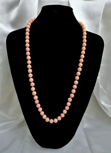 PREZIOSA ANTICA COLLANA REGOLARE IN CORALLO ROSA CHIUSURA ARGENTO DORATO 925. - Foto 1 di 24