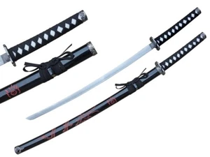 Espada Samurai Japonesa 40" Dragón Grabado Negro y Rojo Acero Carbono Katana Ninja - Imagen 1 de 1