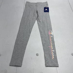 Champion Oxford Heather Grey Spellout Leggings Youth Girls Small New - Picture 1 of 6