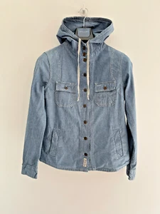 All Saints Denim Shirt Shacket Over Shirt Jacket Blue Hooded Top UK 10 - Picture 1 of 9