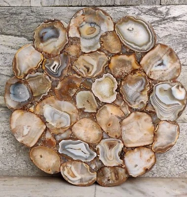 Natural Brown Agate Side Table ,Coffee Table, Corner Table ,Agate Table Top - Image 1 of 4