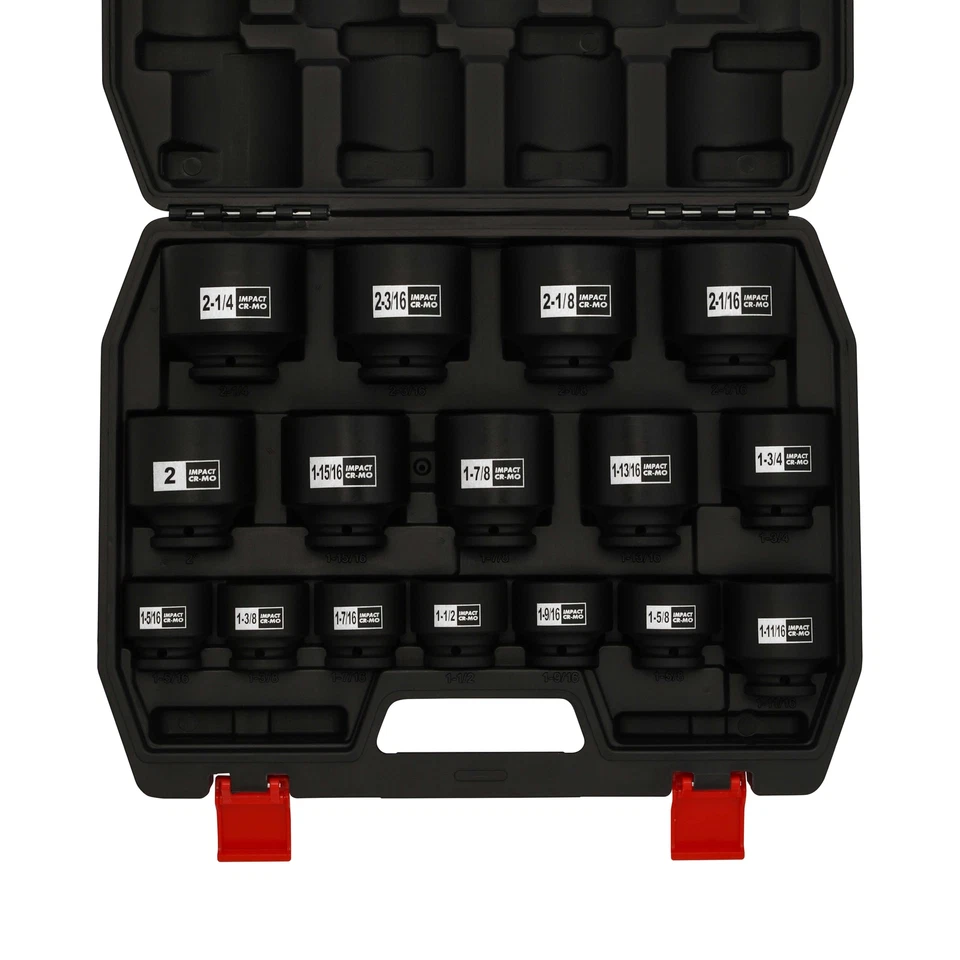 16PCS 1/2" Drive Shallow Spindle Axle Nut Impact Socket Set 6-Point Large CR-MO - Image 1 of 4