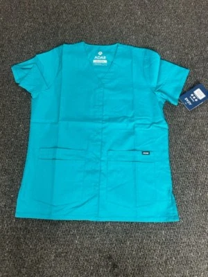 Blusa Médica Mujeres AZUL VERDE AZULADO Top Botón a Presión Uniforme Dentista Hospital Ropa de Trabajo Foto 1 de 4