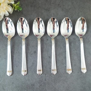 Christofle Aria Goldring Demitasse Spoon 6pcs Silverplate Excellent - Picture 1 of 18