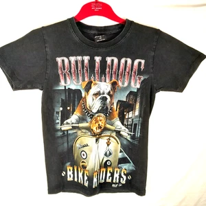 WILD Grafik Print T-Shirt Small Schwarz Biker Bulldogge Vespa Kurzarm Herren - Bild 1 von 6