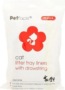 Bandeja de arena para gatos Petface revestimiento de cordón, 50 revestimientos grandes - Imagen 1 de 5