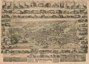 Póster - Mapa pictórico vintage de Yarmouth Nueva Escocia (1889) - Imagen 1 de 21