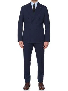 SARTORIA PARTENOPEA Blue Wool Super 120'S Unlined DB Suit NEW 2025 Exclusive - Picture 1 of 9