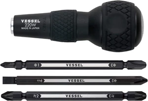BALL GRIP 1/4" Hex. Bit Interchangeable Screwdriver (Bit 3PC. (+1, +3 / +2, -6 / - Picture 1 of 12
