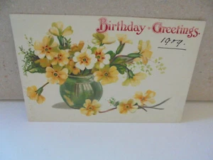 Künstler AK Birthday Greetings. Gelbe Blümchen,Vase gel.7.AP.09 - Bild 1 von 3