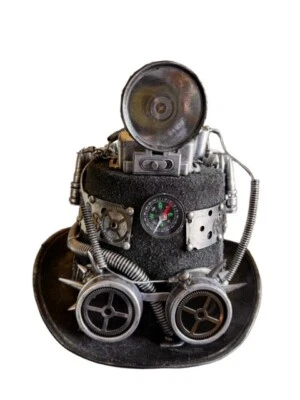 Steampunk Miner Light Top Hat With Compass & Working Light & Goggles - Image 1 of 4