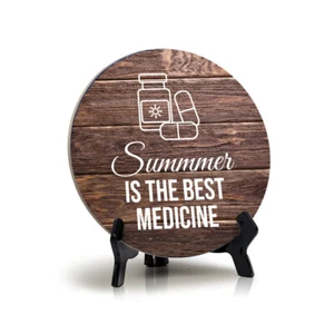 Letrero de mesa de verano Signs ByLITA Circle Summer Is The Best Medicine (5x5") - Imagen 1 de 5