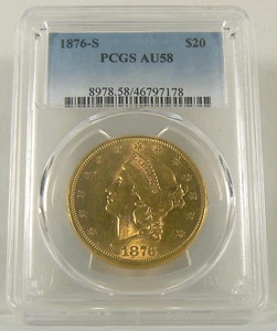 1876-S $20 Gold Liberty Head Double Eagle PCGS AU58 - Picture 1 of 2
