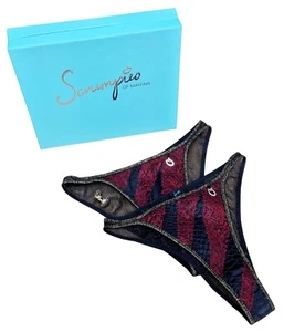 SCRUMPIES OF MAYFAIR 2 Pair Ladies Dragon Snap Fire Knickers Black Red UK 10 (2) - Picture 1 of 8