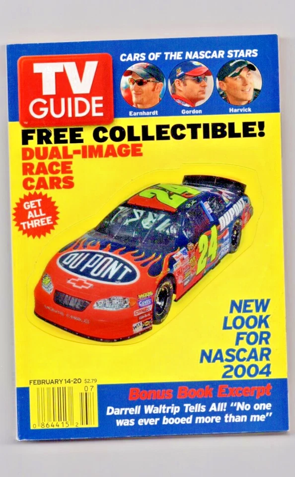 Jeff Gordon Dual-Image Race Cars NASCAR TV Guide 2/14-2/20 2004 NASCAR - Image 1 of 1
