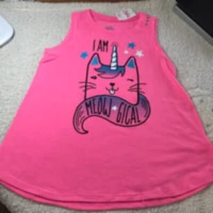 NWT Girls Justice Pink Tank Top w/Unicorn Cat Size 10 - Picture 1 of 2