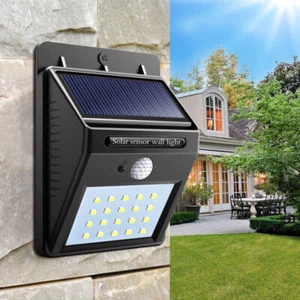 20 LED Solar Power PIR Motion Sensor Wall Light Outdoor Garden Waterproof Lamps - Picture 1 of 8
