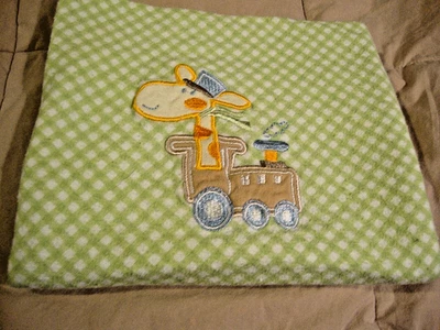 Manta de recepción bebé bebé jirafa a cuadros verde y blanco Carters 271 DE COLECCIÓN Foto 1 de 4