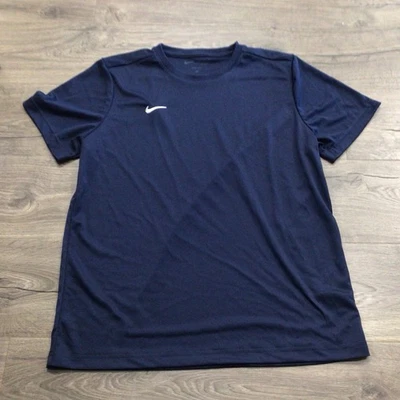 Nike Mens Dri Fit Mesh Back Short Sleeve Navy Blue Shirt Size XL Silver Logo - Image 1 of 4
