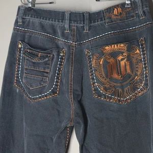 Jeans vintage Victorious Couture 38x32 Y2K larghi dritti ricamati anni 2000 - Foto 1 di 5