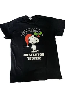 Camiseta Gráfica Navidad Peanuts Snoopy NEGRA Probador de Muérdago MEDIANA - Imagen 1 de 6