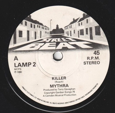 Mythra Death and Destiny 7" vinyl UK Street Beat 1980 ep in die cut black card - Image 1 of 2