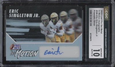 2025 Leaf Pro Set Metal Silver Eric Singleton Jr. /25 RC Gem Mint CGC 10 10 Auto - Image 1 of 2