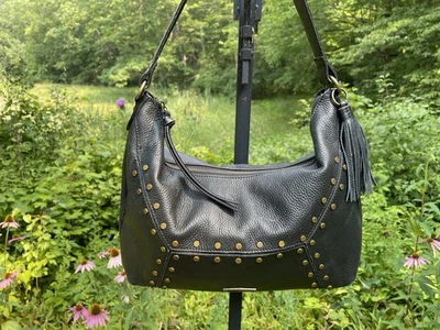 Bolso hobo Harley-Davidson Midnight Rider de cuero negro con tachuelas para mujer Foto 1 de 4