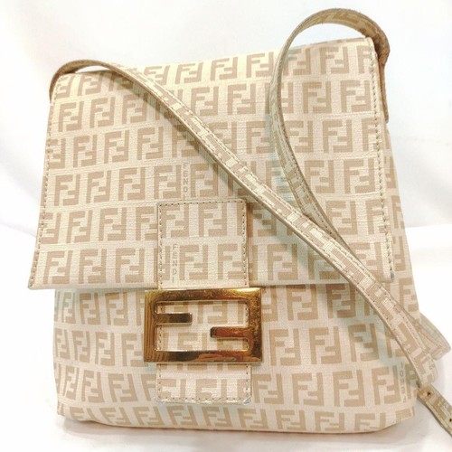 Borsa a tracolla in PVC con logo Fendi FF Beige dal Giappone