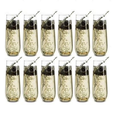 Vaso de flautas de champán Libbey 228 sin tallo, 8,5 OZ 12 piezas elegante pegamento estriado... Foto 1 de 4