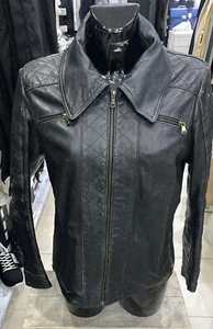 Daniel & Mayer Leather Jacket Used Woman Size 46 Black LLE68 - Picture 1 of 12