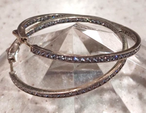 PENDIENTES AROS GRANDES VINTAGE KLEO PLATA ESTERLINA 925 VERMEIL POR DENTRO Y POR FUERA CIRCONITA - Imagen 1 de 8
