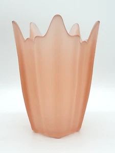 Vintage Wikinger Kunst Glas Rosa Taschentuch Vase Satiniert Hergestellt USA Original Etikett - Bild 1 von 15
