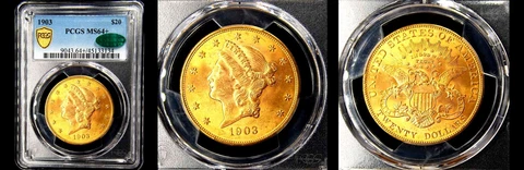 1903 $20 PCGS/CAC MS64+ ONLY 664 FINER-PQ LIBERTY HEAD DOUBLE EAGLE Cover